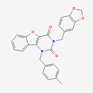 molecular formula C26H20N2O5 B11282938 3-(benzo[d][1,3]dioxol-5-ylmethyl)-1-(4-methylbenzyl)benzofuro[3,2-d]pyrimidine-2,4(1H,3H)-dione 