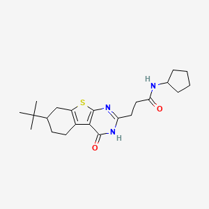 3-(7-(tert-butyl)-4-oxo-3,4,5,6,7,8-hexahydrobenzo[4,5]thieno[2,3-d]pyrimidin-2-yl)-N-cyclopentylpropanamide