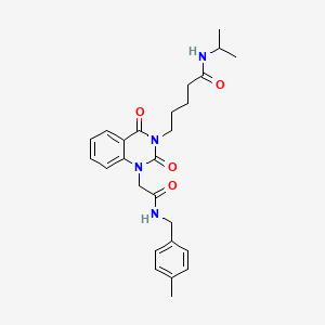 molecular formula C26H32N4O4 B11282980 N-isopropyl-5-(1-(2-((4-methylbenzyl)amino)-2-oxoethyl)-2,4-dioxo-1,2-dihydroquinazolin-3(4H)-yl)pentanamide 