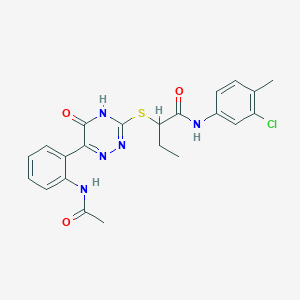 N-(3-Chloro-4-methylphenyl)-2-{[6-(2-acetamidophenyl)-5-oxo-4,5-dihydro-1,2,4-triazin-3-YL]sulfanyl}butanamide