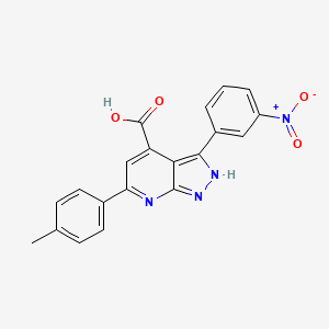 6-(4-methylphenyl)-3-(3-nitrophenyl)-1H-pyrazolo[3,4-b]pyridine-4-carboxylic acid