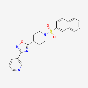 molecular formula C22H20N4O3S B11283008 3-{5-[1-(Naphthalen-2-ylsulfonyl)piperidin-4-yl]-1,2,4-oxadiazol-3-yl}pyridine 