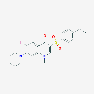 molecular formula C24H27FN2O3S B11283013 3-((4-Ethylphenyl)sulfonyl)-6-fluoro-1-methyl-7-(2-methylpiperidin-1-yl)quinolin-4(1H)-one 