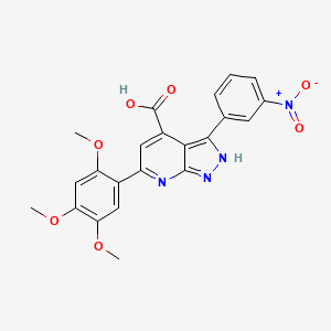 molecular formula C22H18N4O7 B11283015 3-(3-nitrophenyl)-6-(2,4,5-trimethoxyphenyl)-1H-pyrazolo[3,4-b]pyridine-4-carboxylic acid 