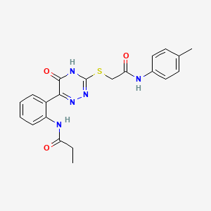 N-{2-[3-({[(4-Methylphenyl)carbamoyl]methyl}sulfanyl)-5-oxo-4,5-dihydro-1,2,4-triazin-6-YL]phenyl}propanamide