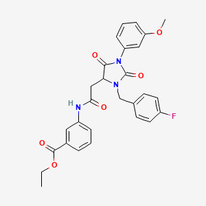 Ethyl 3-({[3-(4-fluorobenzyl)-1-(3-methoxyphenyl)-2,5-dioxoimidazolidin-4-yl]acetyl}amino)benzoate