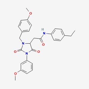 molecular formula C28H29N3O5 B11283086 N-(4-ethylphenyl)-2-[3-(4-methoxybenzyl)-1-(3-methoxyphenyl)-2,5-dioxoimidazolidin-4-yl]acetamide 