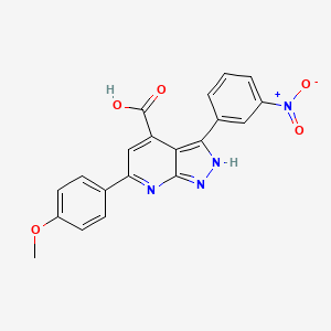 6-(4-methoxyphenyl)-3-(3-nitrophenyl)-1H-pyrazolo[3,4-b]pyridine-4-carboxylic acid