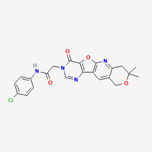 N-(4-chlorophenyl)-2-(5,5-dimethyl-15-oxo-6,17-dioxa-2,12,14-triazatetracyclo[8.7.0.03,8.011,16]heptadeca-1(10),2,8,11(16),12-pentaen-14-yl)acetamide