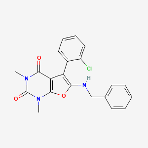 molecular formula C21H18ClN3O3 B11283160 6-(benzylamino)-5-(2-chlorophenyl)-1,3-dimethylfuro[2,3-d]pyrimidine-2,4(1H,3H)-dione 