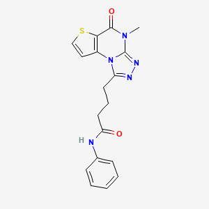 molecular formula C18H17N5O2S B11283179 4-(4-methyl-5-oxo-4,5-dihydrothieno[2,3-e][1,2,4]triazolo[4,3-a]pyrimidin-1-yl)-N-phenylbutanamide 