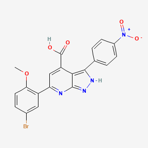 molecular formula C20H13BrN4O5 B11283194 6-(5-bromo-2-methoxyphenyl)-3-(4-nitrophenyl)-1H-pyrazolo[3,4-b]pyridine-4-carboxylic acid 