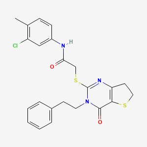 N-(3-chloro-4-methylphenyl)-2-((4-oxo-3-phenethyl-3,4,6,7-tetrahydrothieno[3,2-d]pyrimidin-2-yl)thio)acetamide