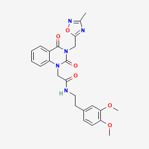 molecular formula C24H25N5O6 B11283213 N-(3,4-dimethoxyphenethyl)-2-(3-((3-methyl-1,2,4-oxadiazol-5-yl)methyl)-2,4-dioxo-3,4-dihydroquinazolin-1(2H)-yl)acetamide 