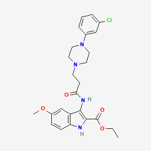 molecular formula C25H29ClN4O4 B11283229 ethyl 3-({3-[4-(3-chlorophenyl)piperazino]propanoyl}amino)-5-methoxy-1H-indole-2-carboxylate 