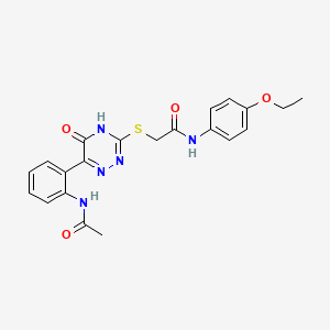 molecular formula C21H21N5O4S B11283237 2-{[6-(2-Acetamidophenyl)-5-oxo-4,5-dihydro-1,2,4-triazin-3-YL]sulfanyl}-N-(4-ethoxyphenyl)acetamide 