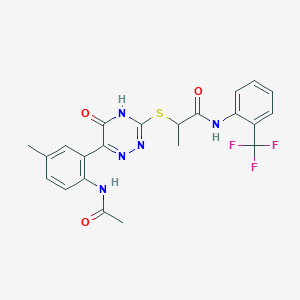 2-{[6-(2-Acetamido-5-methylphenyl)-5-oxo-4,5-dihydro-1,2,4-triazin-3-YL]sulfanyl}-N-[2-(trifluoromethyl)phenyl]propanamide