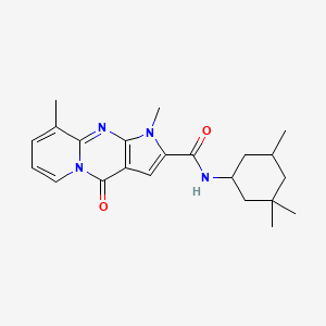 molecular formula C22H28N4O2 B11283327 1,9-Dimethyl-4-oxo-N~2~-(3,3,5-trimethylcyclohexyl)-1,4-dihydropyrido[1,2-A]pyrrolo[2,3-D]pyrimidine-2-carboxamide 