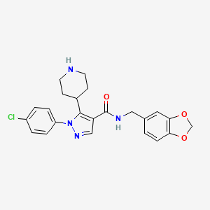 N-(1,3-Benzodioxol-5-ylmethyl)-1-(4-chlorophenyl)-5-(4-piperidinyl)-1H-pyrazole-4-carboxamide