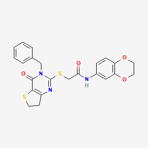 2-((3-benzyl-4-oxo-3,4,6,7-tetrahydrothieno[3,2-d]pyrimidin-2-yl)thio)-N-(2,3-dihydrobenzo[b][1,4]dioxin-6-yl)acetamide