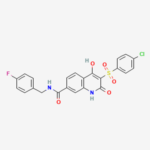 3-((4-chlorophenyl)sulfonyl)-N-(4-fluorobenzyl)-4-hydroxy-2-oxo-1,2-dihydroquinoline-7-carboxamide