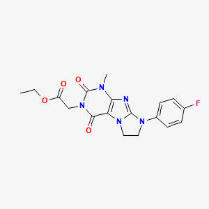 molecular formula C18H18FN5O4 B11283350 Ethyl 2-[6-(4-fluorophenyl)-4-methyl-1,3-dioxo-7,8-dihydropurino[7,8-a]imidazol-2-yl]acetate 