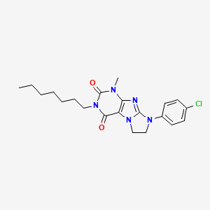 molecular formula C21H26ClN5O2 B11283370 6-(4-Chlorophenyl)-2-heptyl-4-methyl-7,8-dihydropurino[7,8-a]imidazole-1,3-dione 