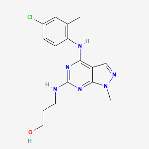 molecular formula C16H19ClN6O B11283375 3-({4-[(4-chloro-2-methylphenyl)amino]-1-methyl-1H-pyrazolo[3,4-d]pyrimidin-6-yl}amino)propan-1-ol 