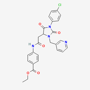 Ethyl 4-({[1-(4-chlorophenyl)-2,5-dioxo-3-(pyridin-3-ylmethyl)imidazolidin-4-yl]acetyl}amino)benzoate