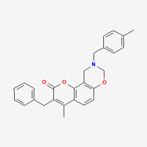 3-benzyl-4-methyl-9-(4-methylbenzyl)-9,10-dihydro-2H,8H-chromeno[8,7-e][1,3]oxazin-2-one