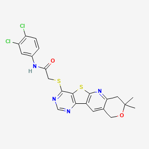 N-(3,4-dichlorophenyl)-2-[(5,5-dimethyl-6-oxa-17-thia-2,12,14-triazatetracyclo[8.7.0.03,8.011,16]heptadeca-1,3(8),9,11,13,15-hexaen-15-yl)sulfanyl]acetamide