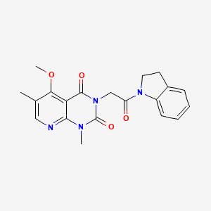 molecular formula C20H20N4O4 B11283409 3-(2-(indolin-1-yl)-2-oxoethyl)-5-methoxy-1,6-dimethylpyrido[2,3-d]pyrimidine-2,4(1H,3H)-dione 