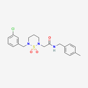 molecular formula C20H24ClN3O3S B11283416 2-(6-(3-chlorobenzyl)-1,1-dioxido-1,2,6-thiadiazinan-2-yl)-N-(4-methylbenzyl)acetamide 