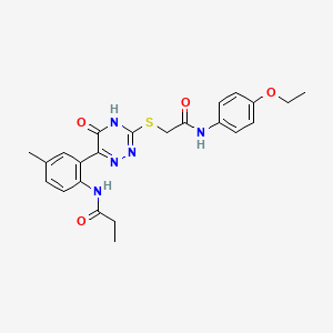 N-{2-[3-({[(4-Ethoxyphenyl)carbamoyl]methyl}sulfanyl)-5-oxo-4,5-dihydro-1,2,4-triazin-6-YL]-4-methylphenyl}propanamide