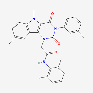 molecular formula C29H28N4O3 B11283468 2-(5,8-dimethyl-2,4-dioxo-3-(m-tolyl)-2,3,4,5-tetrahydro-1H-pyrimido[5,4-b]indol-1-yl)-N-(2,6-dimethylphenyl)acetamide 