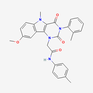 molecular formula C28H26N4O4 B11283527 2-[8-methoxy-5-methyl-3-(2-methylphenyl)-2,4-dioxo-2,3,4,5-tetrahydro-1H-pyrimido[5,4-b]indol-1-yl]-N-(4-methylphenyl)acetamide 