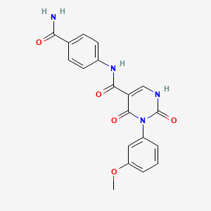 molecular formula C19H16N4O5 B11283528 N-(4-carbamoylphenyl)-3-(3-methoxyphenyl)-2,4-dioxo-1,2,3,4-tetrahydropyrimidine-5-carboxamide 