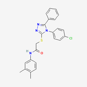 molecular formula C24H21ClN4OS B11283535 2-{[4-(4-chlorophenyl)-5-phenyl-4H-1,2,4-triazol-3-yl]sulfanyl}-N-(3,4-dimethylphenyl)acetamide 