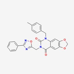 molecular formula C26H20N4O5 B11283551 5-(4-methylbenzyl)-7-[(3-phenyl-1,2,4-oxadiazol-5-yl)methyl][1,3]dioxolo[4,5-g]quinazoline-6,8(5H,7H)-dione 