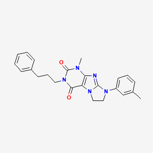 molecular formula C24H25N5O2 B11283552 4-Methyl-6-(3-methylphenyl)-2-(3-phenylpropyl)-7,8-dihydropurino[7,8-a]imidazole-1,3-dione 