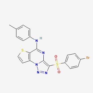 molecular formula C20H14BrN5O2S2 B11283558 3-[(4-bromophenyl)sulfonyl]-N-(4-methylphenyl)thieno[2,3-e][1,2,3]triazolo[1,5-a]pyrimidin-5-amine 