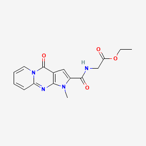 molecular formula C16H16N4O4 B11283561 Ethyl 2-{[(1-methyl-4-oxo-1,4-dihydropyrido[1,2-A]pyrrolo[2,3-D]pyrimidin-2-YL)carbonyl]amino}acetate 