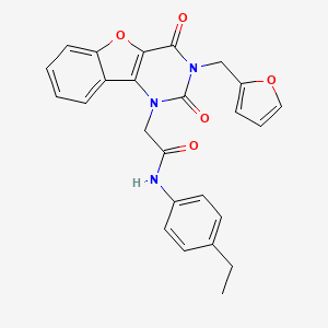 molecular formula C25H21N3O5 B11283569 N-(4-ethylphenyl)-2-(3-(furan-2-ylmethyl)-2,4-dioxo-3,4-dihydrobenzofuro[3,2-d]pyrimidin-1(2H)-yl)acetamide 