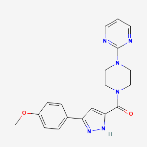 molecular formula C19H20N6O2 B11283635 2-{4-[3-(4-Methoxyphenyl)-1H-pyrazole-5-carbonyl]piperazin-1-YL}pyrimidine 