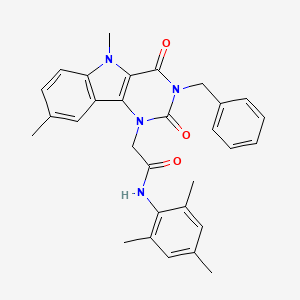 2-(3-benzyl-5,8-dimethyl-2,4-dioxo-2,3,4,5-tetrahydro-1H-pyrimido[5,4-b]indol-1-yl)-N-mesitylacetamide