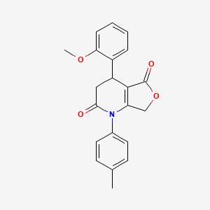 molecular formula C21H19NO4 B11283679 4-(2-methoxyphenyl)-1-(4-methylphenyl)-4,7-dihydrofuro[3,4-b]pyridine-2,5(1H,3H)-dione 