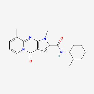 molecular formula C20H24N4O2 B11283726 1,9-dimethyl-N-(2-methylcyclohexyl)-4-oxo-1,4-dihydropyrido[1,2-a]pyrrolo[2,3-d]pyrimidine-2-carboxamide 