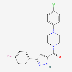 molecular formula C20H18ClFN4O B11283730 1-(4-Chlorophenyl)-4-[3-(4-fluorophenyl)-1H-pyrazole-5-carbonyl]piperazine 