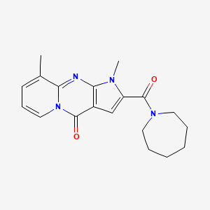 molecular formula C19H22N4O2 B11283743 2-(1-Azepanylcarbonyl)-1,9-dimethylpyrido[1,2-A]pyrrolo[2,3-D]pyrimidin-4(1H)-one 