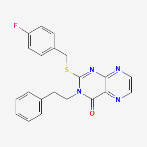 2-{[(4-Fluorophenyl)methyl]sulfanyl}-3-(2-phenylethyl)-3,4-dihydropteridin-4-one